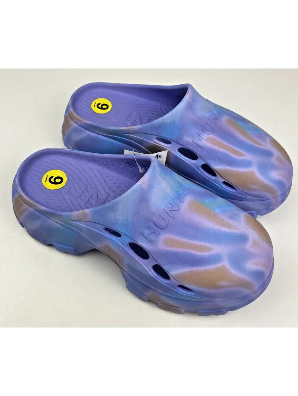 Hunter Bryce Platform Clogs Women's Size 9 Purple Marble Lug Sole NEW